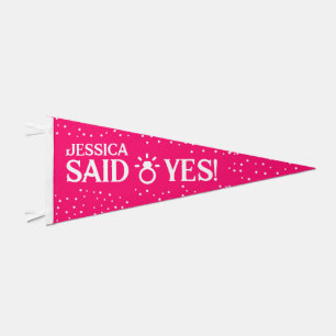 She Said Yes Personalized Engagement Party Pennant Flag