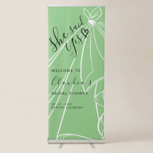 She Said Yes Personalized Modern Bridal Shower Retractable Banner