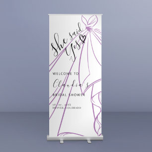 She Said Yes Personalized Modern Bridal Shower Retractable Banner