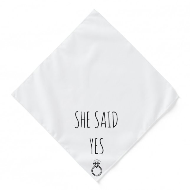 She Said Yes Personalized Wedding Dog Announcement Bandana (Front)