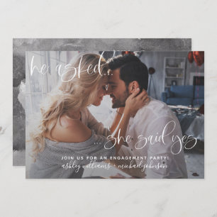 She Said Yes Photo Calligraphy Engagement Party Invitation