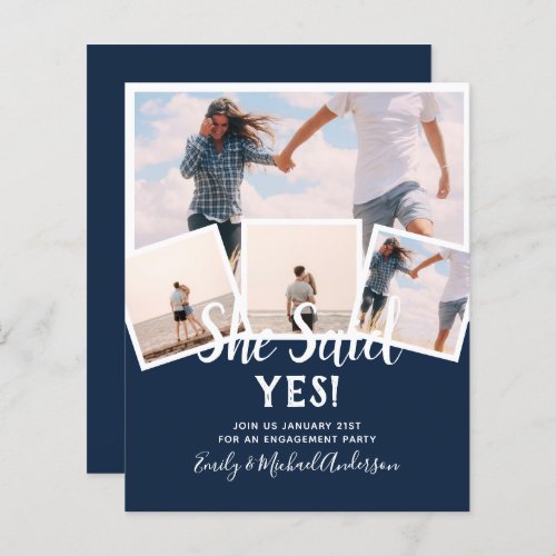 She Said Yes PHOTO ENGAGEMENT Announcement Invite