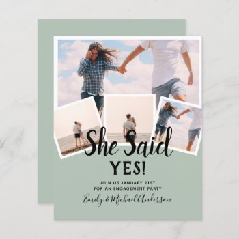 She Said Yes! PHOTO ENGAGEMENT Announcement Invite
