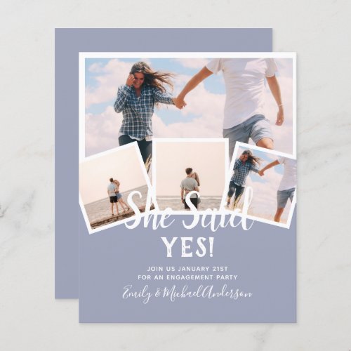 She Said Yes PHOTO ENGAGEMENT Announcement Invite