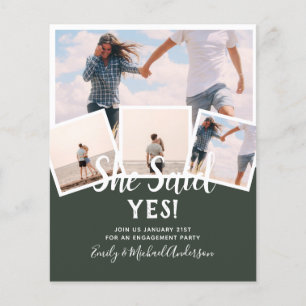 She Said Yes! PHOTO ENGAGEMENT Announcement Invite Flyer