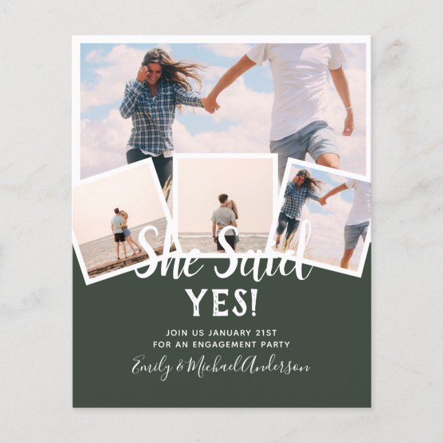 She Said Yes! PHOTO ENGAGEMENT Announcement Invite Flyer (Front)
