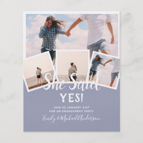 She Said Yes PHOTO ENGAGEMENT Announcement Invite Flyer