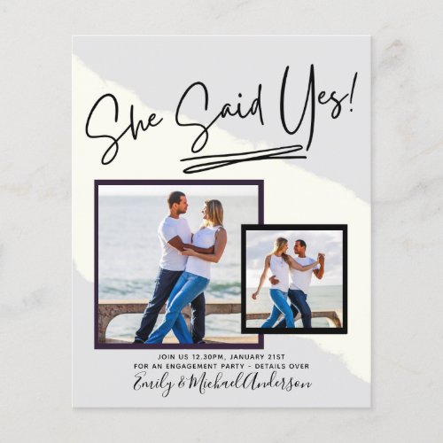 She Said Yes _ Photo Engagement Party Invitation Flyer