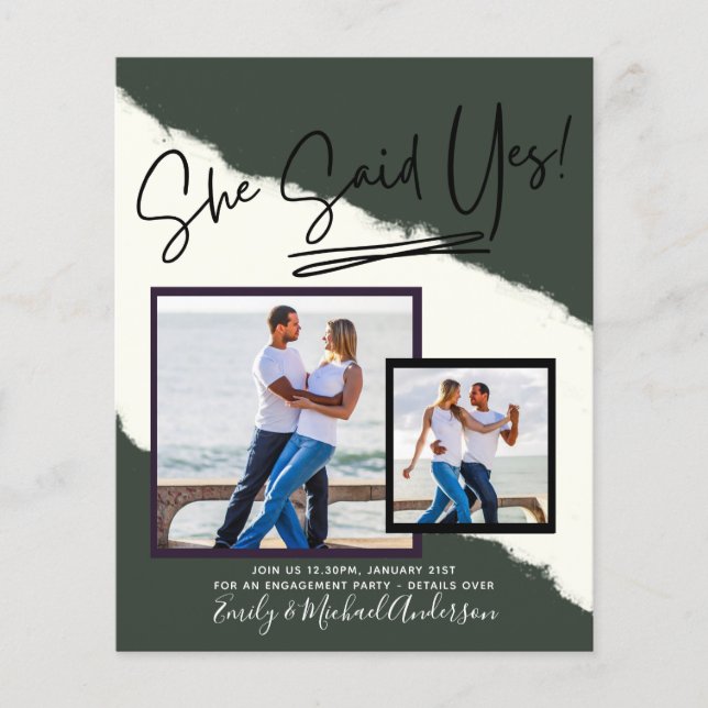 She Said Yes - Photo Engagement Party Invitation Flyer (Front)