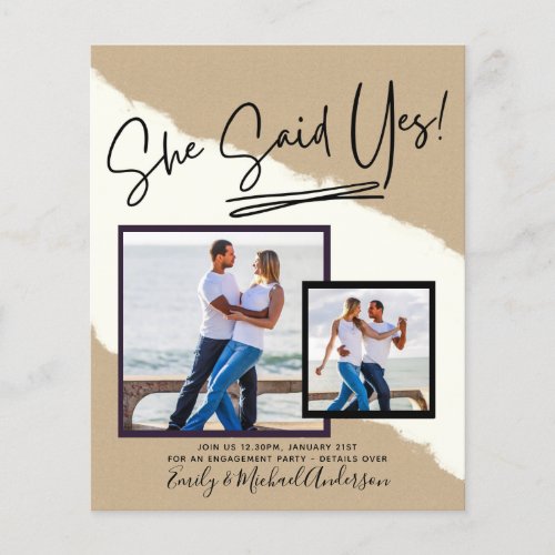 She Said Yes _ Photo Engagement Party Invitation Flyer