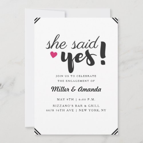 She Said Yes Photo Engagement Party Invite