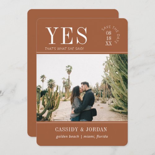 She Said Yes  Photo Engagement Save the Date Announcement