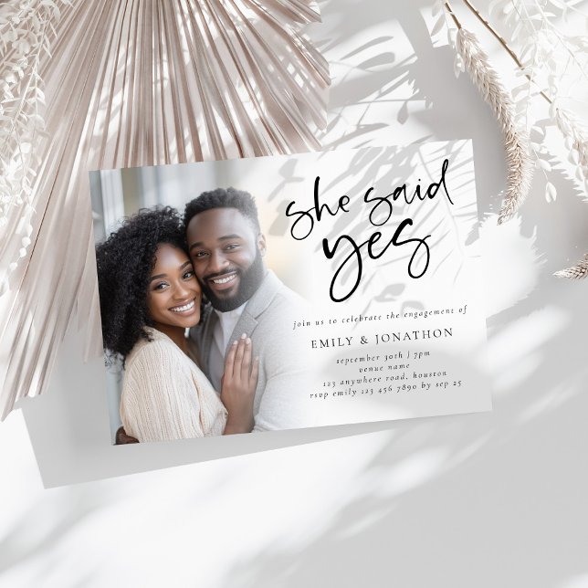 She Said Yes Photo Overlay Engagement Party Invitation (Creator Uploaded)