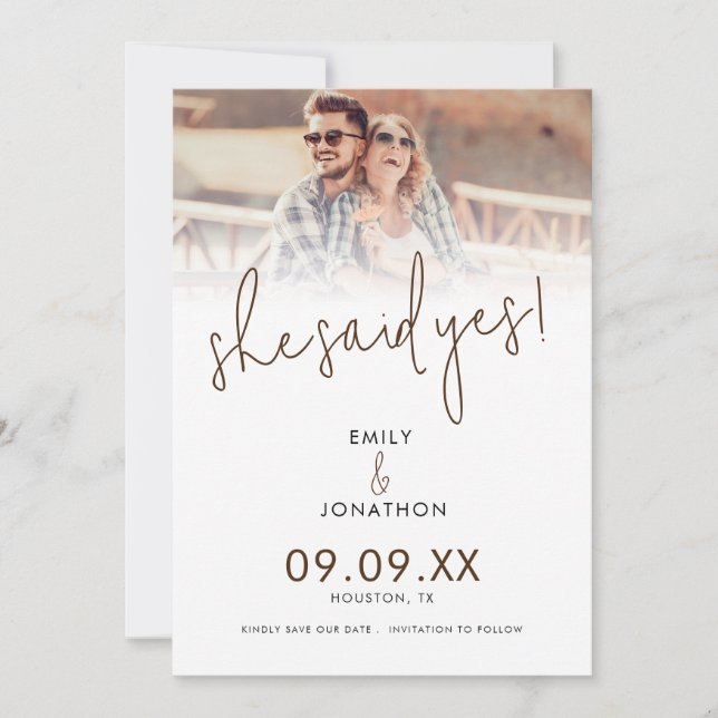 She Said Yes Photo Script Save The Date (Front)