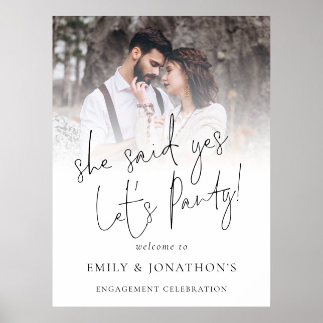She Said Yes Photo Welcome Engagement Party Poster (Front)