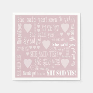 She Said Yes Pink Engagement Party Napkins