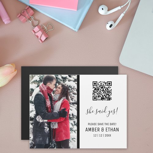 She said yes QR code Photo Template Save the Date