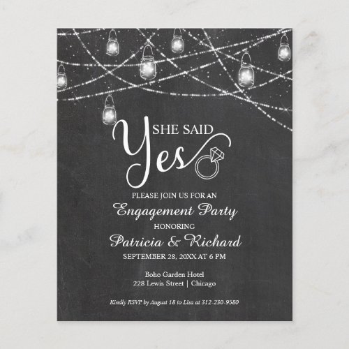 She Said Yes Rustic Engagement Party Invitation