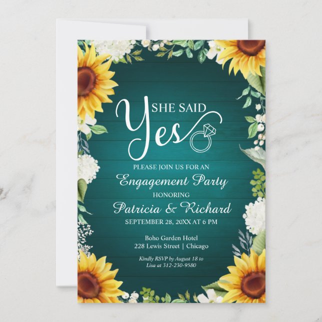 She Said Yes Rustic Engagement Party Invitation (Front)