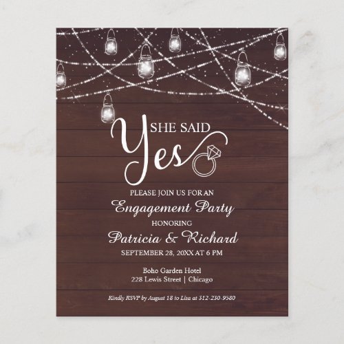 She Said Yes Rustic Engagement Party Invitation