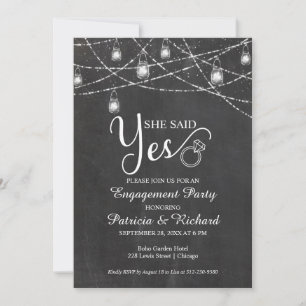 She Said Yes Rustic Engagement Party Invitation