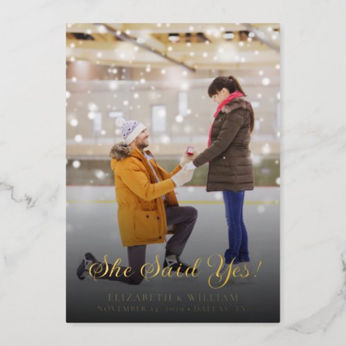 She Said Yes Save The Date Gold Foil Card