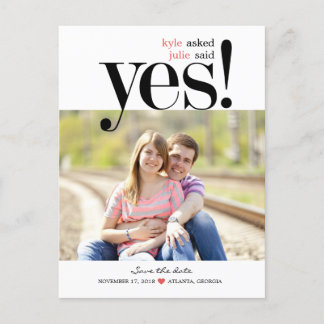 SHE SAID YES Save The Date Postcard