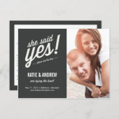 She Said Yes! Save The Date Postcard (Front/Back)