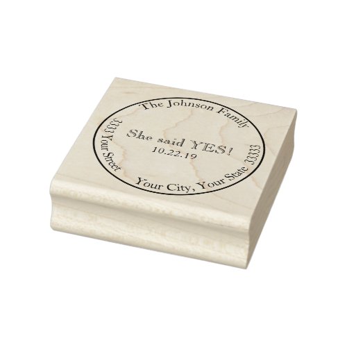 She Said Yes Save the Date  Return Address Rubber Stamp