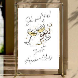 She Said Yes Sign for a Modern Engagement Party 