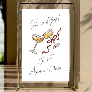 She Said Yes Sign for a Modern Engagement Party