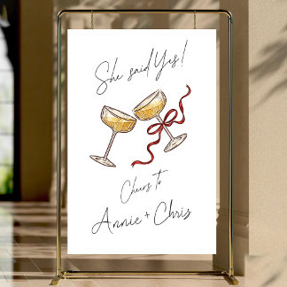 She Said Yes Sign for a Modern Engagement Party