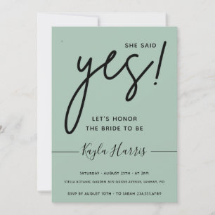 She said Yes Simple Bridal Shower Invitation