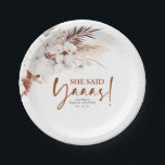 She Said Yes Terracotta White Floral Bridal Shower Paper Plates<br><div class="desc">Terracotta white flowers and pampas grass bridal shower paper plates - She Said Yaaas</div>