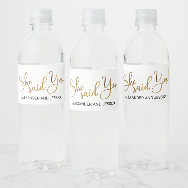 She Said Yes Water Bottle Label (Bottles)