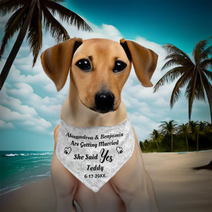 She Said Yes Wedding Engaged Cute Dog Puppy White Pet Bandana Collar