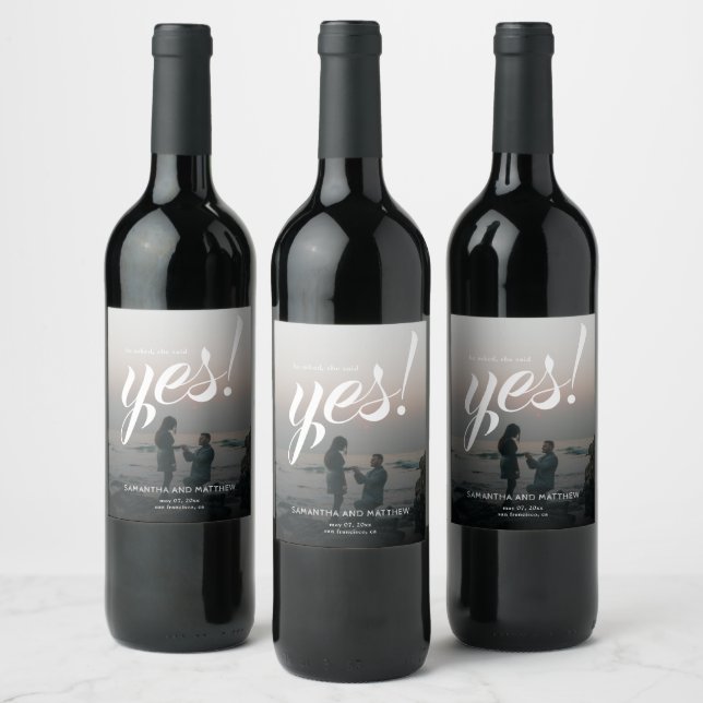 She Said Yes Wedding Engagement Party  Wine Label (Bottles)