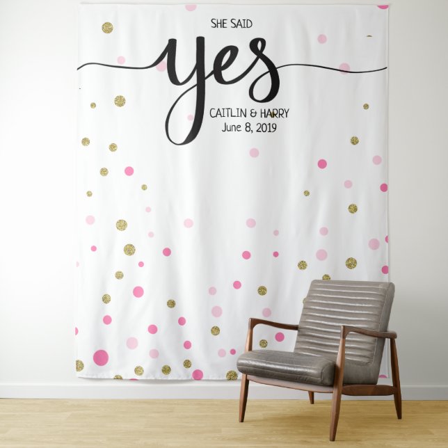 she said yes wedding photo Booth backdrop banner (In Situ)