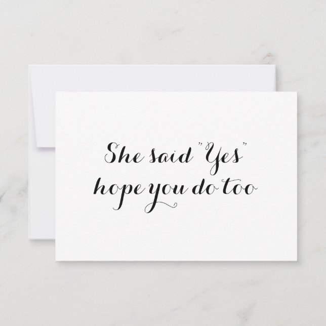She said "Yes" Wedding RSVP Invitation (Back)