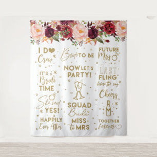 She said yesFloral Burgundy Bridal Shower Backdrop