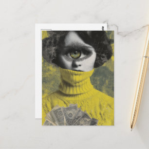 She sees money surreal postcard