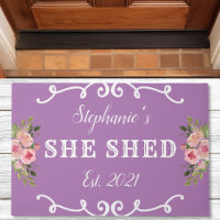 She Shed Floral Year Established Cute Purple
