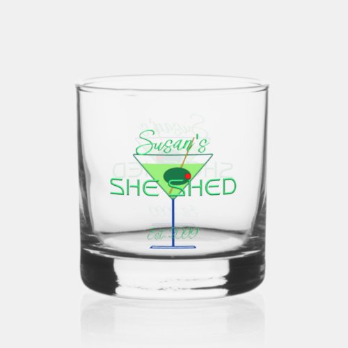 She Shed Pub Rocks Whiskey Glasses Drinkware