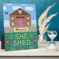 She Shed Woman Cave Garden Hut Custom Name Plaque
