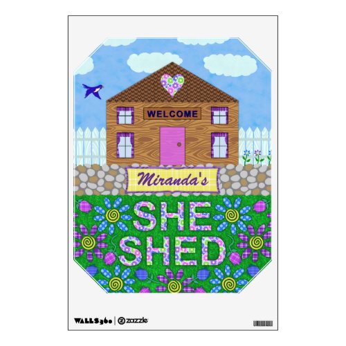 She Shed Woman Cave Garden Hut Personalized Name Wall Decal