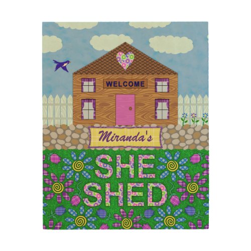 She Shed Woman Cave Garden Hut Personalized Name Wood Wall Art