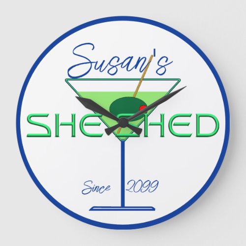 She Shed Womans Man Cave Bar Wall Clock