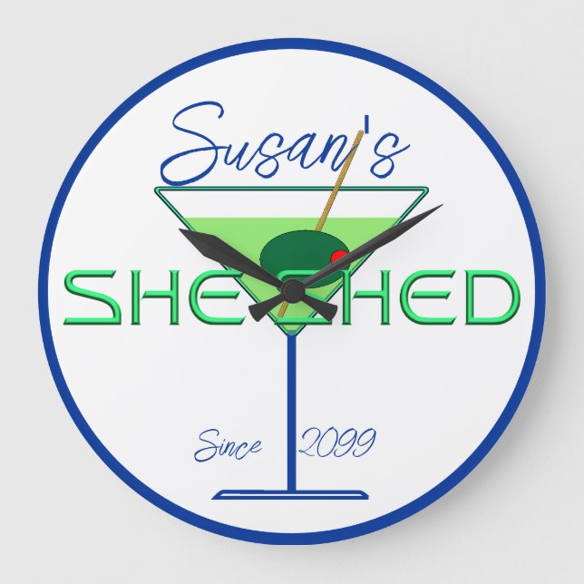 She Shed Woman's Man Cave Bar Wall Clock (Front)