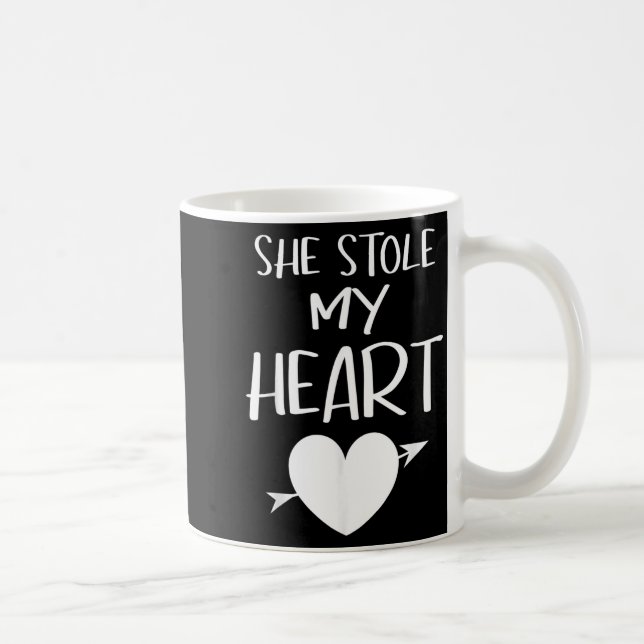 She Stole My Heart Valentines Day Matching Couples Coffee Mug (Right)