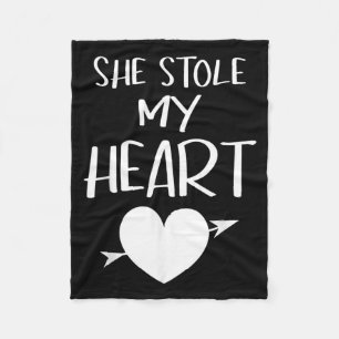 She Stole My Heart Valentines Day Matching Couples Fleece Blanket
